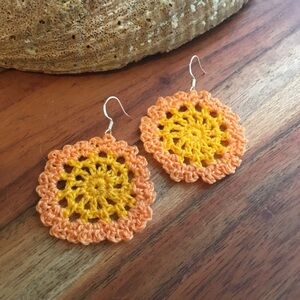 Artisan Crochet Sunburst Earrings | Handcrafted Bohemian Jewelry